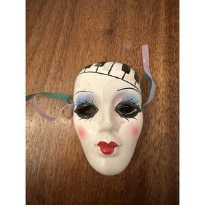 VNTG 1990 Artmark  Mardi Gras Ceramic Wall Hanging Mask - 4.5" x 3.5"